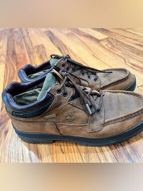 Timberland Boots Mens 11 Brown Leather GTX Waterproof Heritage Mid Top Hiking